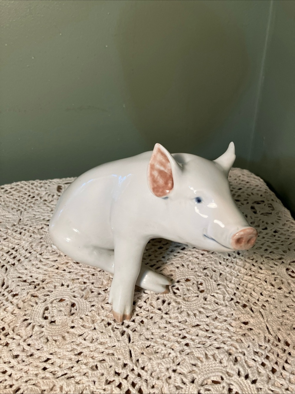 Vintage Royal Copenhagen Porcelain Pig #414 9" Long Figurine